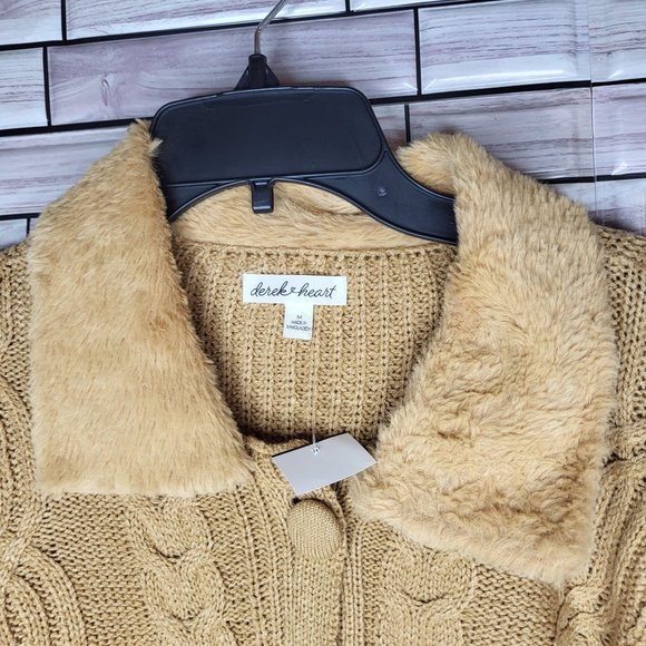 New‎ Derek Heart Women's Sweater Size Medium Brown Long Sleeve Button Warm Top - Picture 3 of 16
